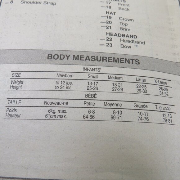 Butterick 4898 Clothing Pattern Sun Hat, Baby Romper, Overalls, Shirt, Shorts - Picture 4 of 8